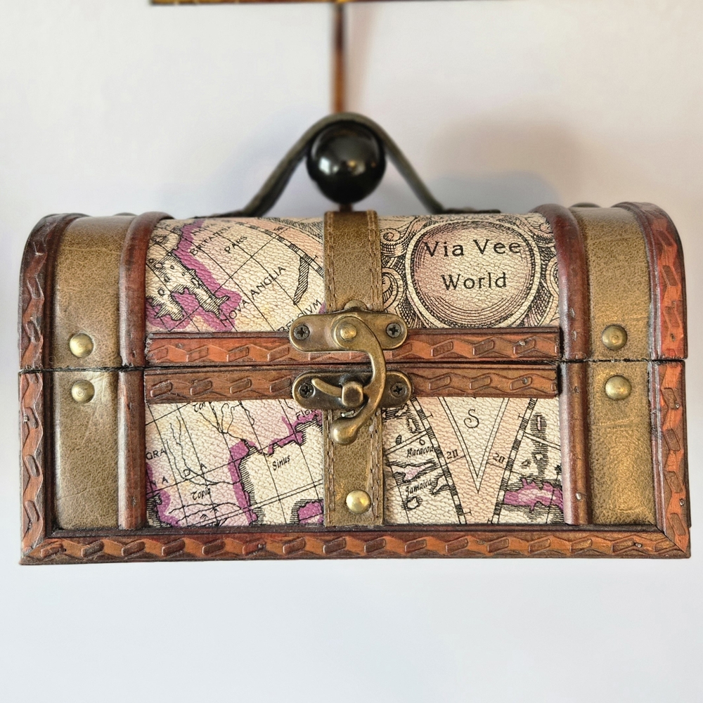 Small Decorative Hobby Lobby Red Wooden Trinket Box Old World Map Via Vee World